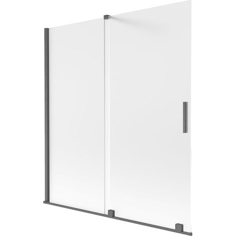 Mexen Velar mampara de bañera de 2 hojas correderas 150 x 150 cm, escarchado, gris pistola cepillado - 896-150-000-31-66 (1/2)