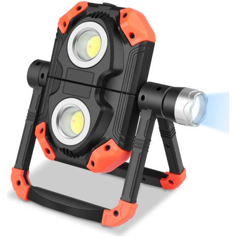 Wiederaufladbarer LED-Außenstrahler, tragbar und flexibel, 360° drehbar, mit Akku, 5 Leuchtmodi, Laterne für Camping, Baustelle, Garage, Werkstatt [Energieklasse] (1/3)
