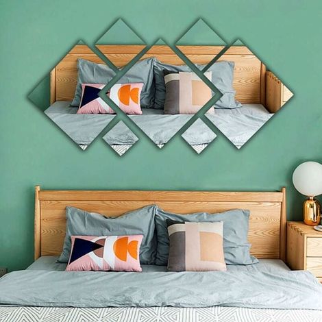 Mirror Sticker - Acrylic - 80 x 55 cm - Silver - For Living Room Bedroom Bathroom Wall Decoration - 1 Piece (1/5)