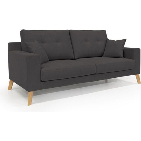 Danish Sofá moderno de tela suave e impermeable 166 cm Negro