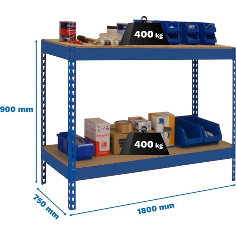 Simonrack Banco da lavoro blu e legno robusto in metallo