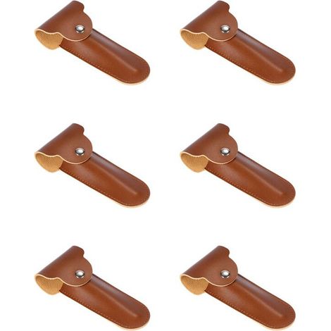Estuche para 6 maquinillas de afeitar, soporte manual para maquinillas de afeitar de doble filo, bolsa de cuero sintético (1/4)