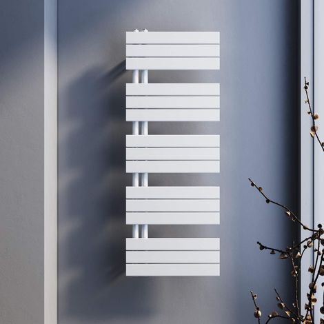 SONNI Badheizkörper 1314x500mm Handtuchtrockner Heizung weiß Flach Design Hantuchwärmer Bad Mittelanschluss seitlich 555 Watt (1/5)