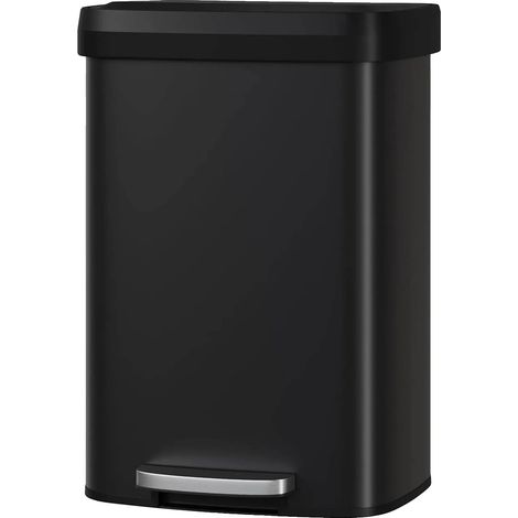 Cubo de basura, acero inoxidable, tapa de cierre suave, blanco (1/2)