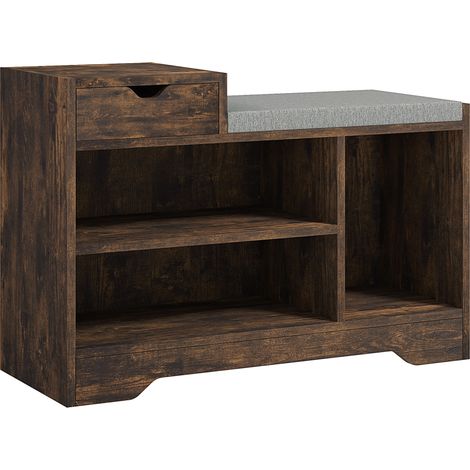 Rustic Brown Multi-Compartment Shoe Storage Bench with Comfortable Seating