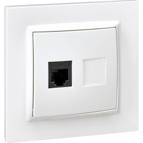 Presa telefonica colore bianco con cornice Serie 10 in plastica 8,4x8x4cm SIMON (1/2)
