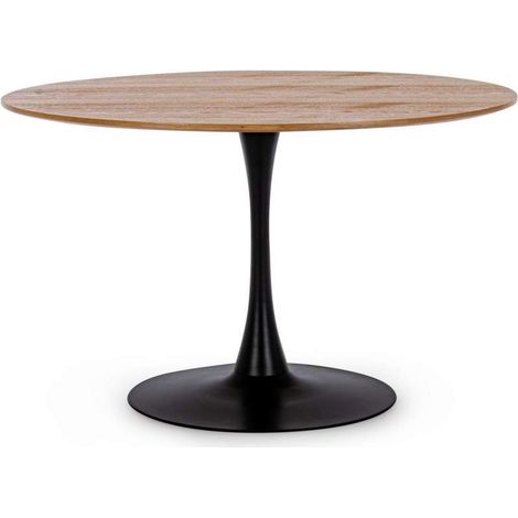 Bizzotto Tavolo Rotondo Bloom Top Veneer Nero e Noce - Design Elegante (1/5)