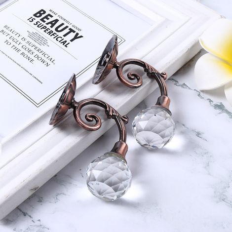 PCS Antique Red Crystal Clear Curtain Wall Tiebacks Tassel Curtain Tieback Hook Drapery Tiebacks Hook Clothes Coat Hat Towel Rack Hanger (1/5)
