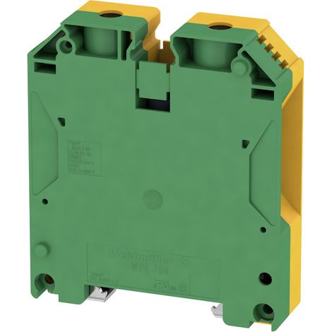 Bloc de jonction rail DIN Weidmüller WPE, 70mm², A visser, Vert/Jaune ( Prix pour Boîte de 10 )