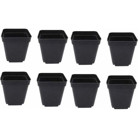 Lot de 50 seaux de semis noirs – Jardinières carrées en plastique – Petites jardinières d'intérieur et d'extérieur (noir/6,5 x 5 x 6,5 cm) (1/4)