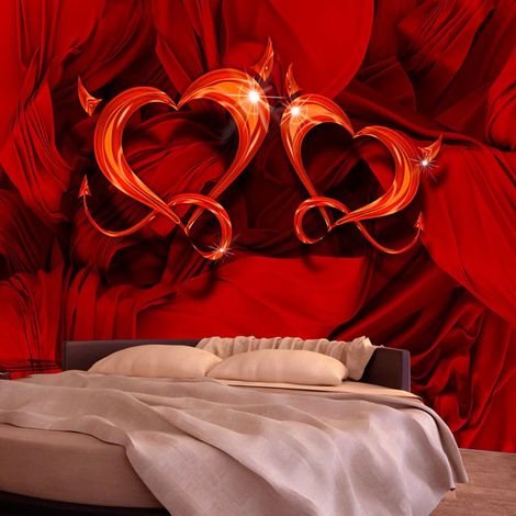 Papier peint deux coeurs - 150 x 105 cm (1/4)