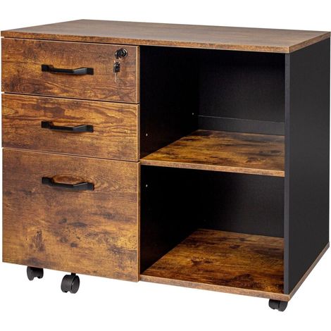 Caisson mobile de bureau avec rangement organisé 60 x 40 x 75 cm en métal blanc (1/5)