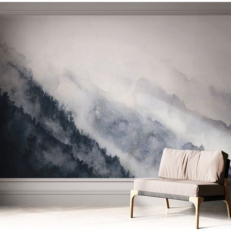 Tapete adhésive moderne pour salon et chambre à coucher Décoration rapide avec colle Brume de montagne 312x219 cm (1/5)
