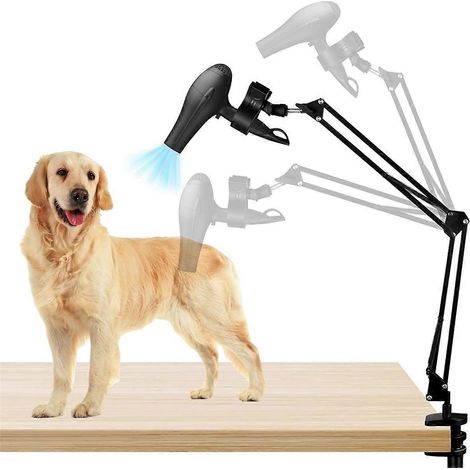 Support pour sèche-cheveux pour chien, support mains libres rotatif à 360° pour sèche-cheveux pour animaux de compagnie (1/5)