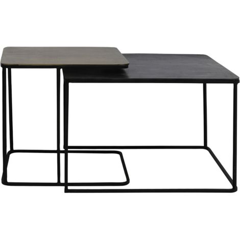 Light & Living Set von 2 Beistelltischen LEBU in antik Kupfer und