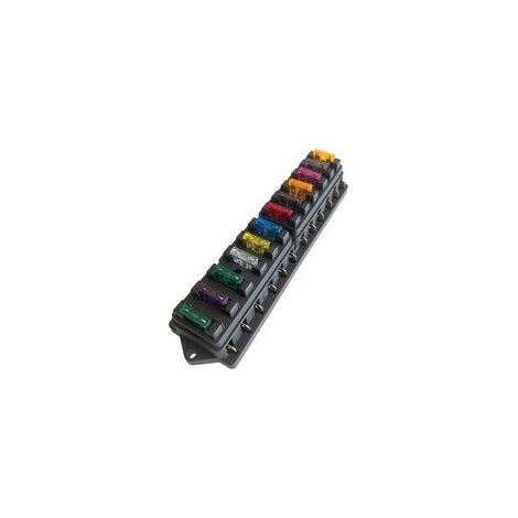 12-facher Kfz-Sicherungskasten, 12V/24V/32V/48V Universal-Standard-Flachsicherungshalter, mit wasserdichter Abdeckung und 10 Flachsicherungen, für Auto, LKW, Boot und Schiff (1/5)