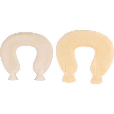 Bouillotte 1L en Forme U pour Cou et Épaules - Housse Doudou Douce Beige - Chaleur Hivernale Confortable (1/5)
