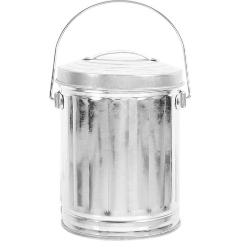 Petite Poubelle De Bureau En Fer-blanc Avec Couvercle Et Poignée, Mini Poubelle Métal Compacte, Réutilisable Et Lavable, Pour Bureau, Chambre Cuisine, Corbeille à Déchets Pratique (1/5)
