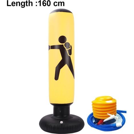 Sac de boxe gonflable pour enfant, punching ball rebondissant, équipement de fitness jaune, sac d'entraînement pour kids, coloris doré, taille standard (1/5)