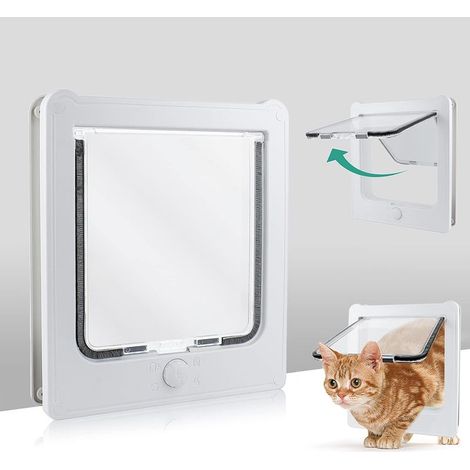 Chatière pour Chat Facile à Installer, 4 Options de Verrouillage Manuel, Bonne étanchéité et Solide Chatière Porte Intérieure Chatiere pour Petit Chien/Chat (1/5)