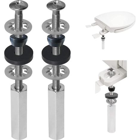 Juego de 2 tornillos universales para asientos de inodoro compatibles con Kohler/American Standard/TOTO/Glacier Bay, tornillos de acero inoxidable de 3" con tuercas largas y juntas antideslizantes. (1/4)