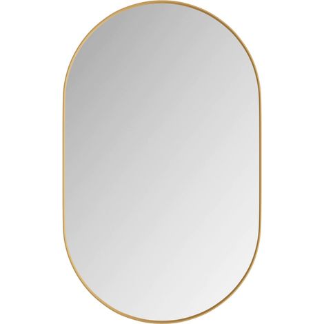 Armoire miroir ovale élégante, armoire de toilette encastrée, meuble mural avec cadre métallique, miroir et étagères réglables, armoire miroir de rangement pour salle de bain, salon et chambre, doré (1/5)