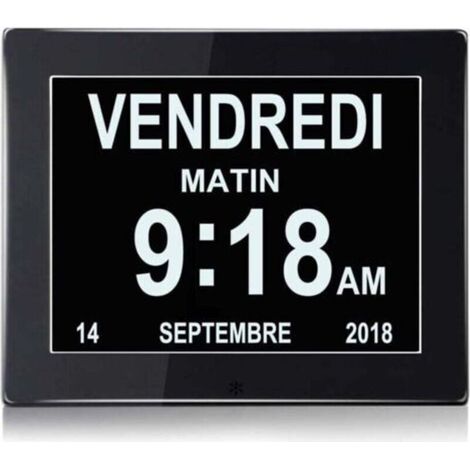LCD Horloge Numérique Calendrier, Horloge numérique Horloge de Jour Grand écran réveil Horloge Murale horloge Alzheimer pour parents (1/4)