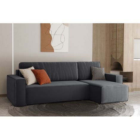 Ecksofa Schlafsofa Sofa MARIS Stoff Anthrazit Ottomane Rechts (1/4)