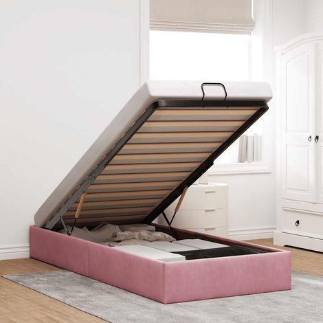 vidaXL Cadre de lit ottoman sans matelas rose 90x190 cm velours (1/5)