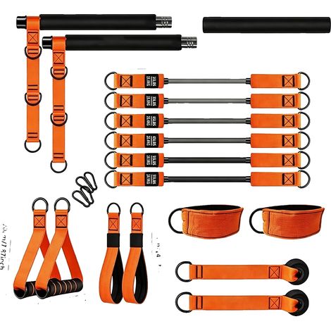 Attrezzatura per l'allenamento della forza muscolare, bande elastiche regolabili, kit per palestra domestica, arancione (1/2)