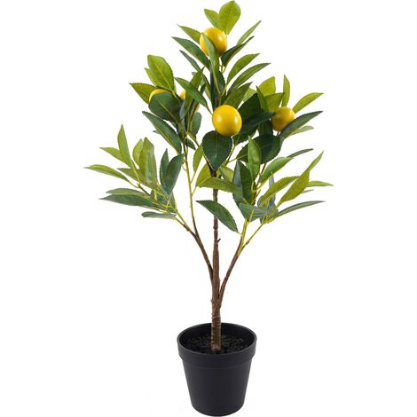 Piccolo albero di limone artificiale per giardino e decorazione domestica, pianta realistica in PVC per interni ed esterni