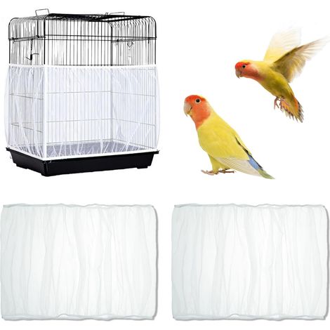 2 Pièces Ventilé Couverture de Cage Oiseau, 220x40cm Nylon en Filet Cage Oiseaux Lavable, élastique Souple Housses Anti-éclaboussures pour Perroquets et Perruches Cages Rondes et Carrées (1/5)