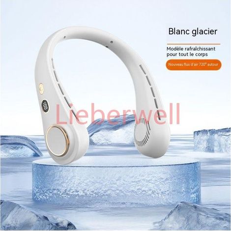 6 Speeds, LIEBERWELL Portable Bladeless Neck Fan, 8H Timer, LED Display, 100ml Water Tank, Quiet USB Air Cooler, White (1/4)