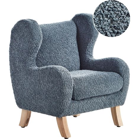 Sedia imbottita in bouclé con braccioli peluche per bambini blu scuro Farum