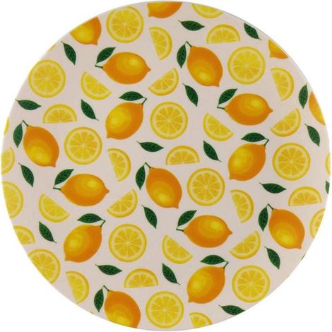 VERSA plato redondo limones polipropileno 25 cm , Plato redondo Limones de 25 cm, un accesorio práctico y decorativo que aporta un fresco estilo mediterráneo a la mesa. Ideal para