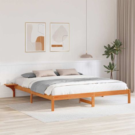 Bettrahmen Wachsbraun 180 x 200 cm Massives Kiefernholz