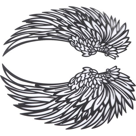 Flügel-Wandskulptur aus Metall, hohl, Wandbehang, Dekoration für Zuhause, Schlafzimmer, Wohnzimmer, Garten, Büro, doppelseitig, schwarz mit Beleuchtung, 10 cm / 3,93 Zoll (1/5)