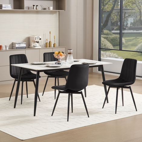 Klihome Esszimmerstühle 4er Set, Küchenstühle mit Rückenlehne, Ergonomisch Polsterstuhl, für Esszimmer Küche, Schwarz (1/5)