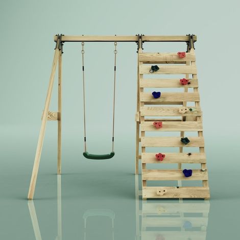 Rebo Glide Single Swing with Climbing Wall and Swing Seat � Lavender Navy