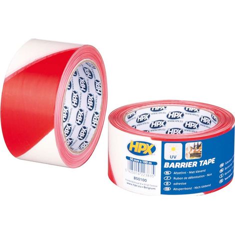 Cinta de balizamiento HPX 50mm x 100m roja/blanca para señalización segura.