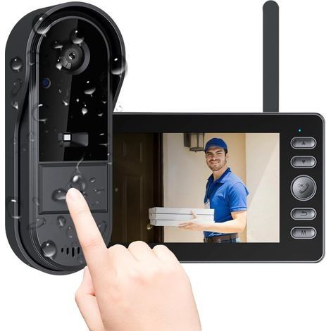 Visiophone vidéo sans fil étanche 1080P – Écran IPS 4,3 pouces – Caméra HD 800W – Vision nocturne grand angle 170° – Enregistrement automatique (1/5)
