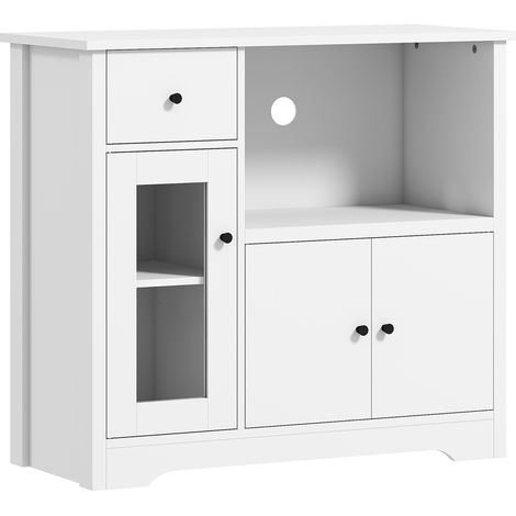 GagaMeuble de cuisine avec passe-cable placard 2 portes et tiroir 80x35x72,2 cm blanc (1/5)