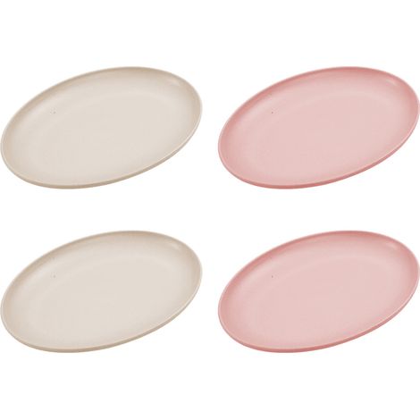 Assiette À Salade - En Paille De Blé - Résistante Aux Chocs - Pour Usage Quotidien En Intérieur Et Extérieur - Lot De 4 (1/5)