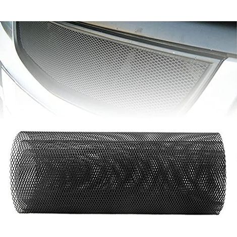 Grille en maille en aluminium, 100 x 33 cm, trou 3 x 6 mm, pour pare-chocs, étanche et résistant à la corrosion (noir) (1/5)