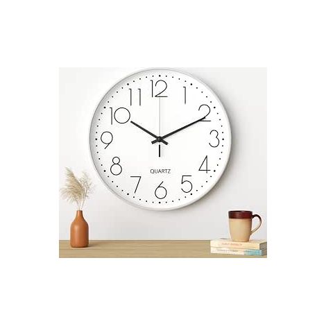 Horloge murale, 30 cm, mouvement à quartz silencieux, design minimaliste moderne (blanche) (1/5)