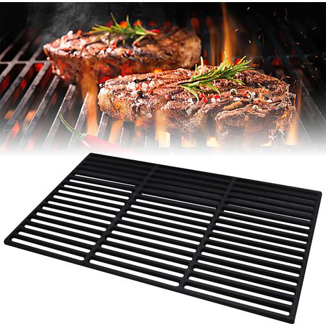Randaco Gusseisen Grillrost 41,5 × 27,5 cm – Emaillierter Grillrost für Holzkohlegrill, Gasgrill & Backofen, Robustes BBQ Zubehör, Schwarz