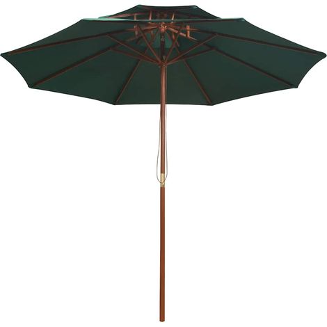 Maison Exclusive - Parasol à deux étages avec poteau en bois 270 x 270 cm vert (1/5)