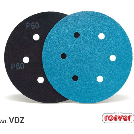 ROSVER VDZ DISCHI ABRASIVI VELCRATI ALLO ZIRCONIO PER INOX LEGNI DURI E METALLI - 60 - 150 mm (1/2)