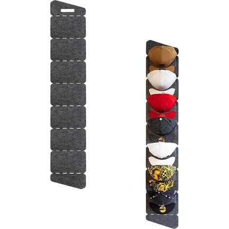 Porte Casquette Mural Pliable, Rangement Casquette de Porte, Organisateur Casquettes, Conception à Une Seule Rangée, avec 7 Poches, pour Casquettes de Baseball pour Hommes et Femmes (1/5)