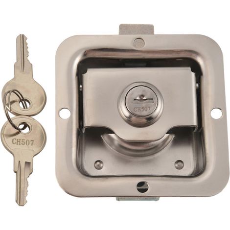 Verrous antivol à palette pour coffre à outils de camion/camping-car en acier inoxydable, avec 2 clés, pour porte de remorque et poignée à palette. (1/5)